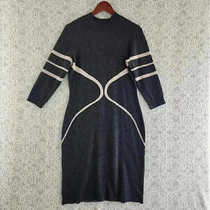 Danny & Nicole Charcoal and Cream Midi Dress